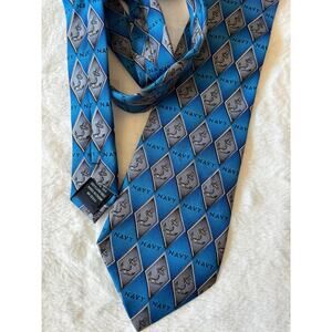 Eagle Navy Mens Tie Black Blue Argyle Diamond US‎ Military Necktie Veteran Silk
